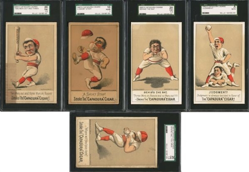 1880s Capadura Cigars Baseball Trade Card SGC Graded Complete Set (5)    